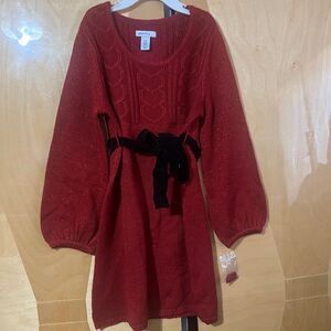 Green Dog Kids Dress 6X Red Sparkly Christmas Holiday Xmas Long Sleeve New